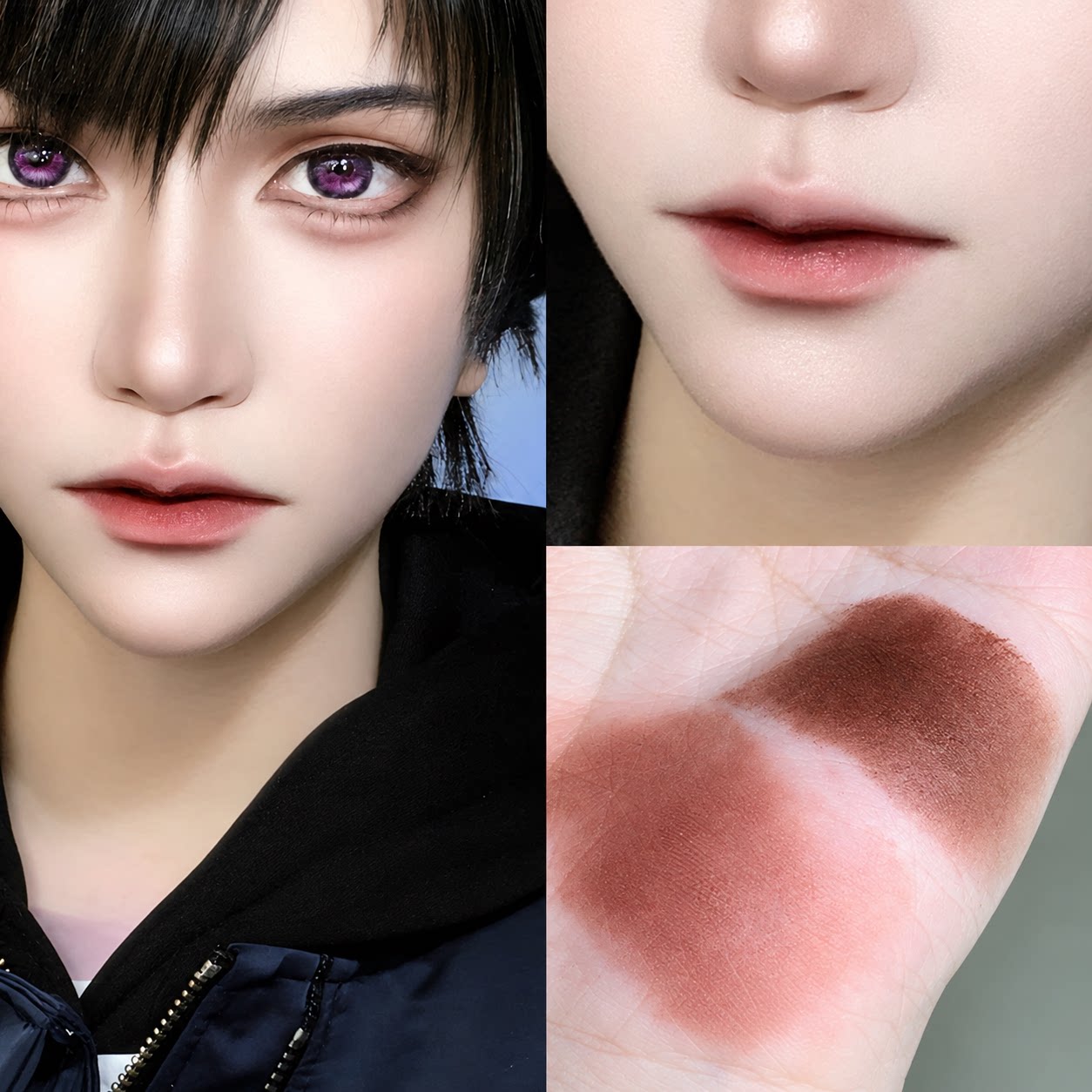 男士裸色口红自然淡色cos男性角色少年感唇釉唇泥低调显白女学生
