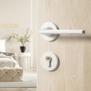 白色室内卧室门锁房间木门门把手家用简约分体磁吸静音实木房门锁