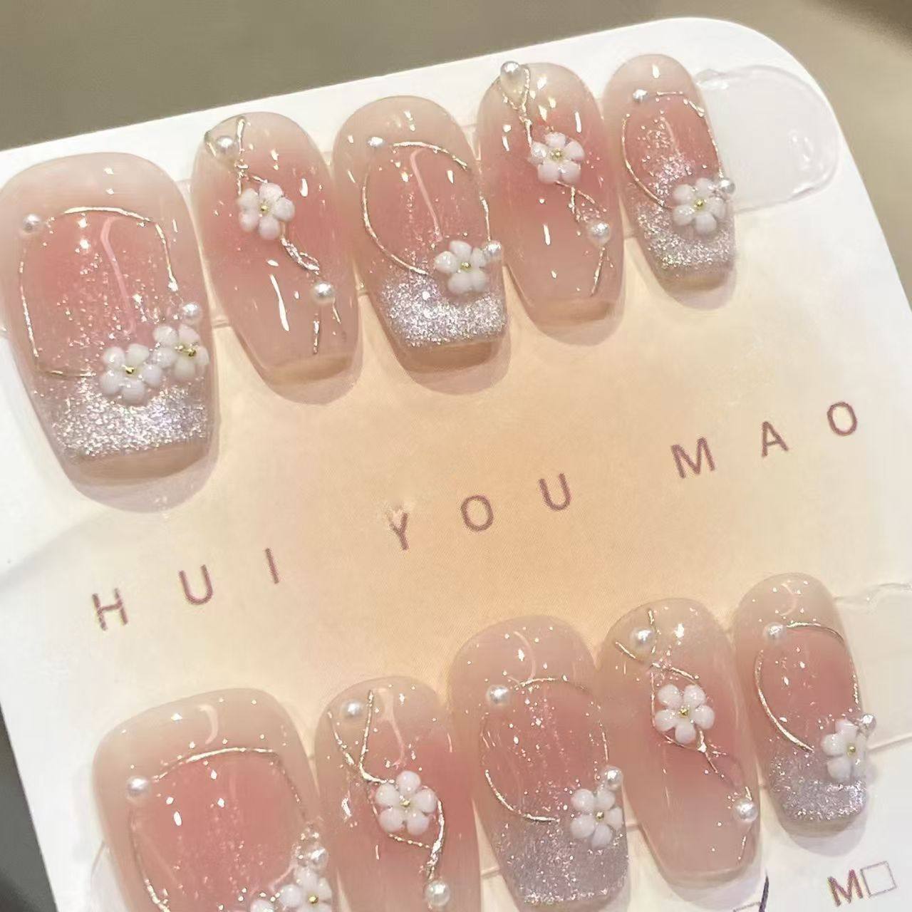 纯手工儿童穿戴甲女童美甲桃之夭夭甜美人工腮红爆闪猫眼藤蔓堆花,彩妆/香水/美妆工具,美甲工具,淘宝优惠券,粉丝福利购,淘宝优惠卷