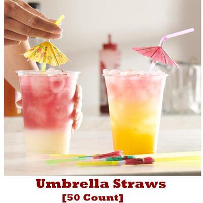 Umbrella Straws Flexible Plastic Cocktail Straws