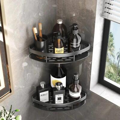 Bathroom Storage Rack No Drill Shelves Wall Mount Corner She