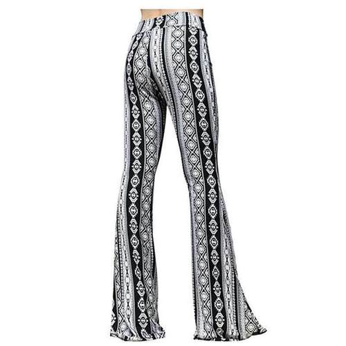 Casual print wide-leg micro-la trousers 休闲印花阔腿微喇长裤