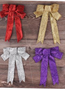 Gold scallion powder locked bow Christmas tree pendant圣诞