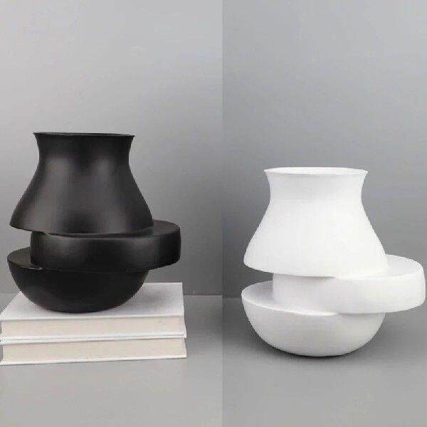 Abstract Geometry White Laminated Vases Resin Vases Home