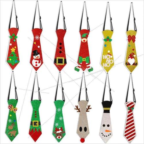 Felt Christmas tie Snowman Elk Christmas tree tie party
