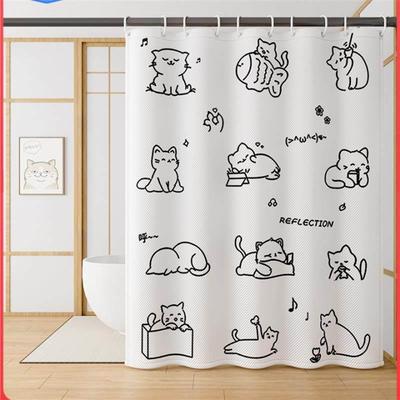 waterproof Shower Curtain bath Window curtain rod hooks set