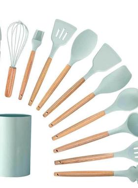 Silicone spatula, stir-frying pan, slotted spoon kitchen set