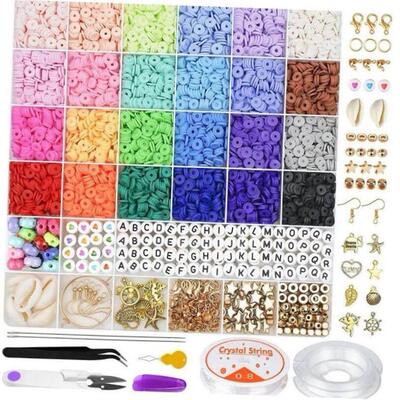 6MM Polymer Clay Beads Set 24 Rainbow Color Flat Chip Beads
