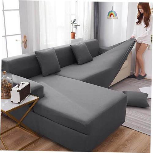 Solid Elastic Sofa Cover for Living Room 1/2/3/4 Seater L-Sh