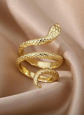蛇戒指的妇女，男子朋克嘻哈开放可调的黄金