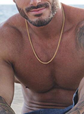 3mm Men's Stainless Steel Thick Golden Link Chain Neckla