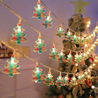 Christmas Tree Toppers Star with LED String Lights Ornaments