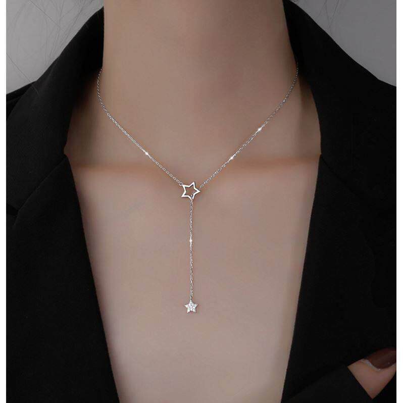 Christmas Gift 925 Sterling Silver Cute Shiny Star Choker Dr