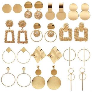 Statement Geometric Gold Metal Earrings耳环女 Women Drop Big
