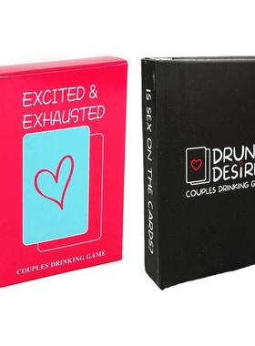 Excited Exhausted Couples Drinking Game Card for Couple Drun