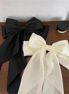 Elegant Bow Ribbon Hair ClipSimple Solid Satin Spring Clip H