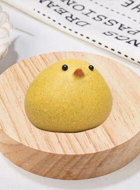 Handheld Tea Pet Cute Chicken Tea Toy Handmade Purple Clay