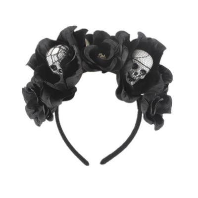 Halloween Horror Skull Lace Headband Artificial Flower wreat