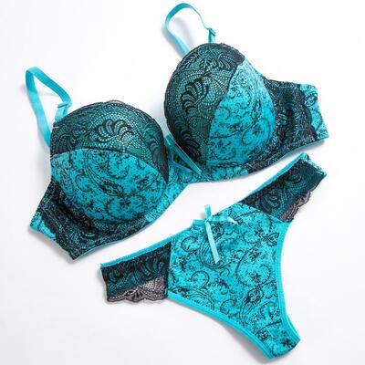Sexy Bra Thong Set Lace Colorblock Underwear Underwear Set