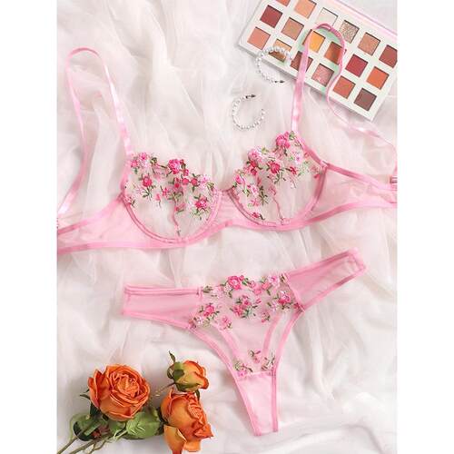 Sexy lingerie lace set thong mesh women's erotic lingeri