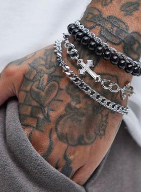 Stainless steel cross bracelet 4-piece set跨境新款手链4件套