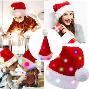 LED Light Fabric Kids Santa woven Christmas Non Adults Hats