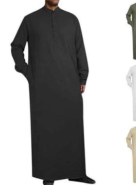Muslim shirt long robe for men Thobe Dress caftan 宽松长袍衫
