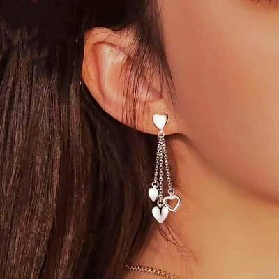 Peach heart tassel earrings long earrings for women耳钉女