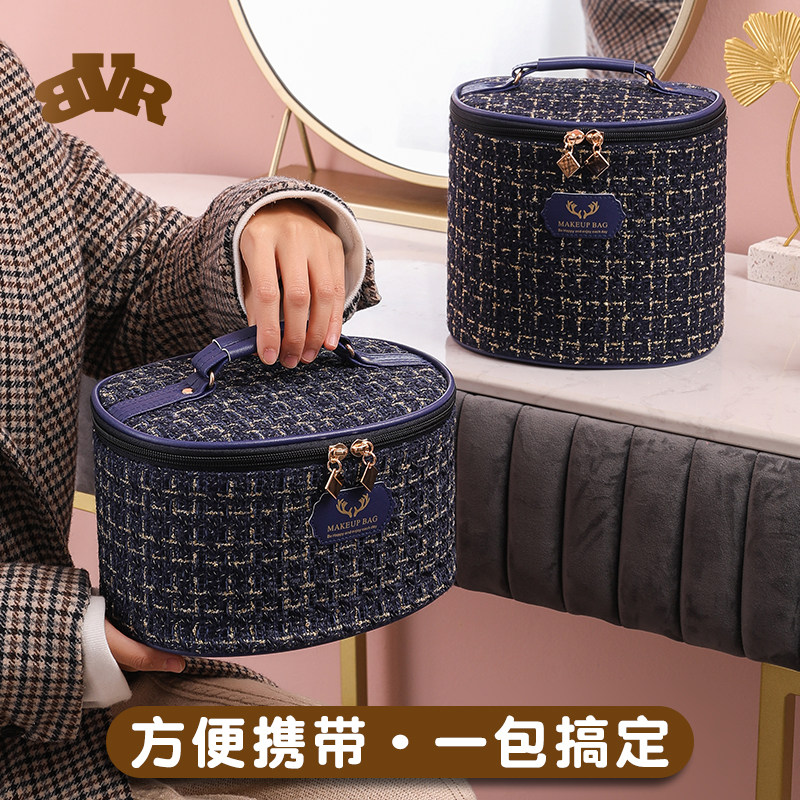 小香风化妆包2025潮流新款大开口便携手提化妆日用品收纳包洗漱包