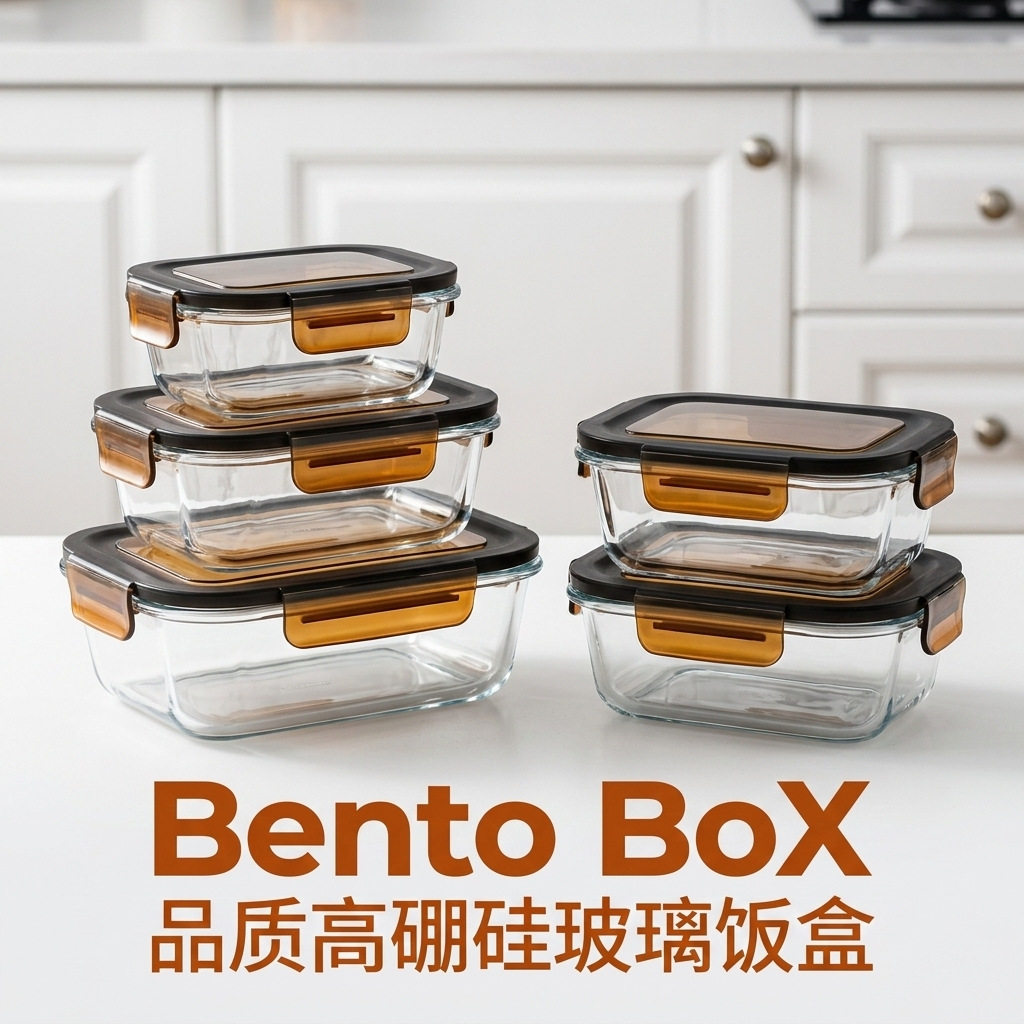 高硼硅玻璃饭盒黑色半透保鲜盒可进微波炉饭盒微波加热便当盒学生