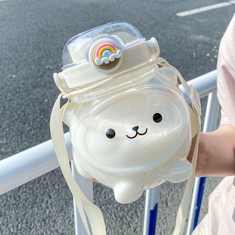 爆款卡通小熊大容量水杯双饮大肚水壶女生高颜值儿童可爱杯子