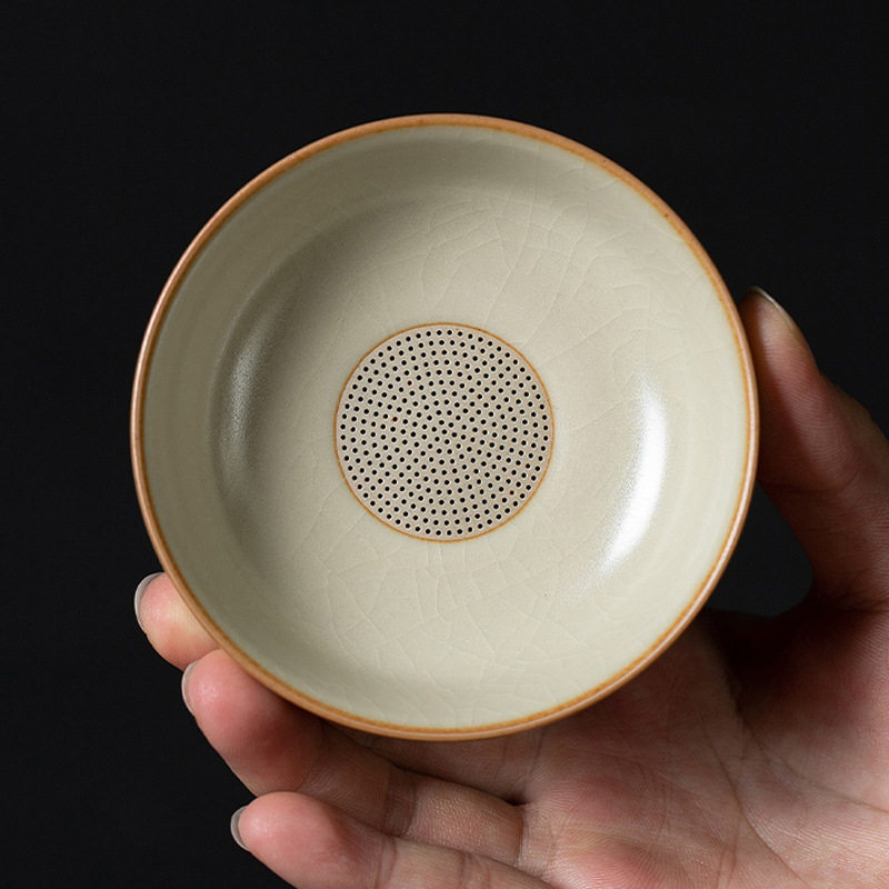 米黄汝窑茶漏茶滤泡茶陶瓷滤茶器高端茶叶过滤网茶水分离茶隔