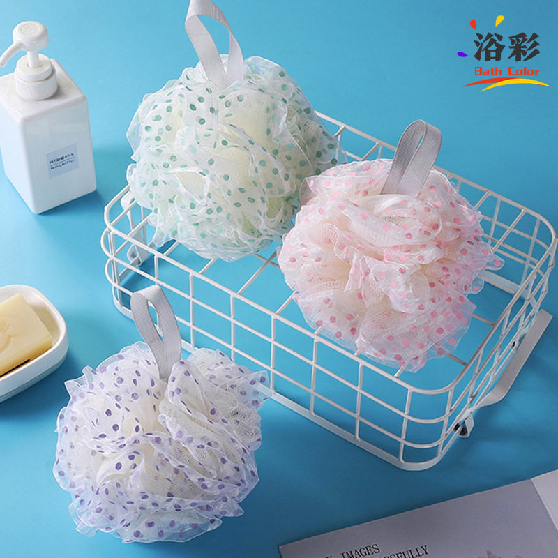 沐浴球波点浴花洗澡泡澡球皱网浴花搓澡搓背起泡浴花沐浴球