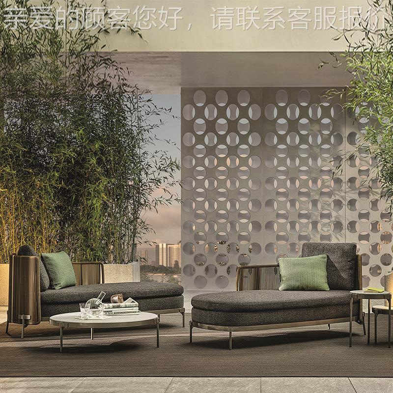 北89庭欧户外沙设计轻奢编藤椅别墅区民宿发酒店院休闲区外师摆家