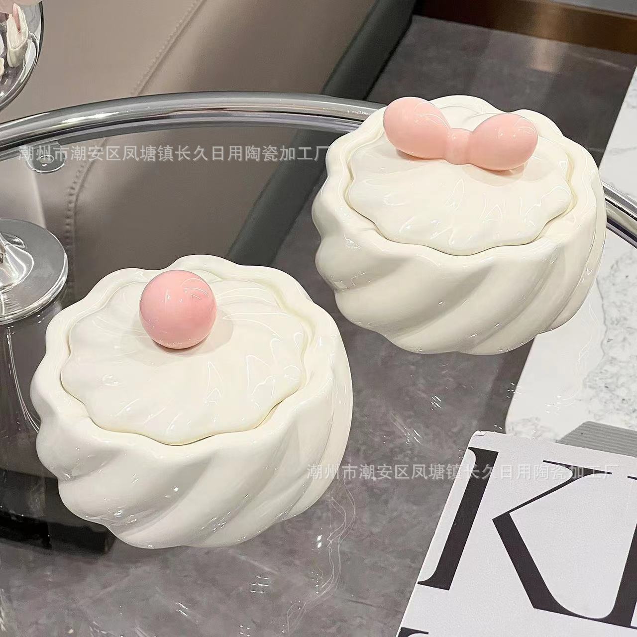创意陶瓷烟灰缸带盖防飞灰家用