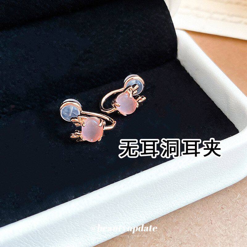 简约可爱个性猫眼石椭圆形夹小众