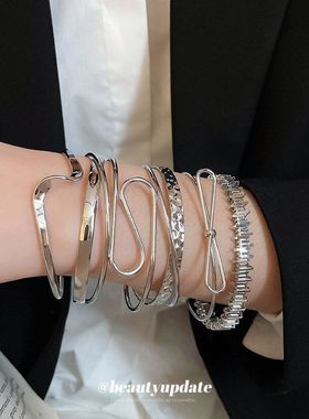 手环韩版光面个性小众气质女高级感开口轻奢圆形手饰手镯设计ins