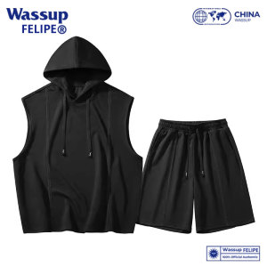 WASSUP FELIPE日系休闲运动套装男女夏季潮牌速干冰丝穿搭一整套