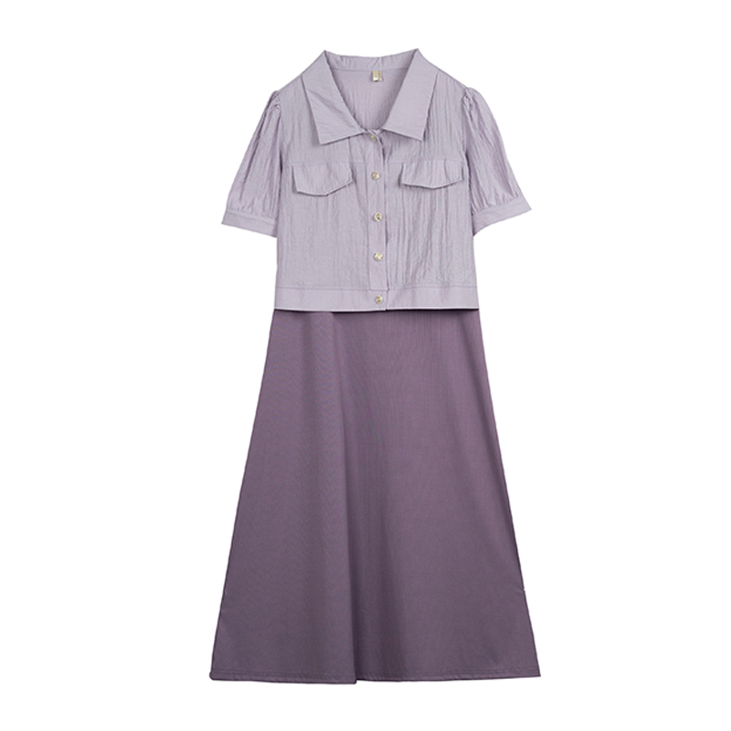 极速港风衬衫外套内m搭裙套装大码女装200斤胖MM开衫背心连衣裙两