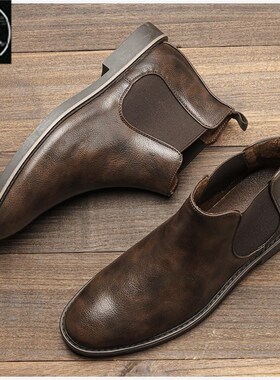极速40~46 Chelse Boots Men ComfortbHle Fshion Lether Shoes