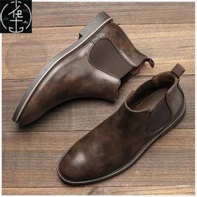 极速40~46 Chelse Boots Men ComfortbHle Fshion Lether Shoes