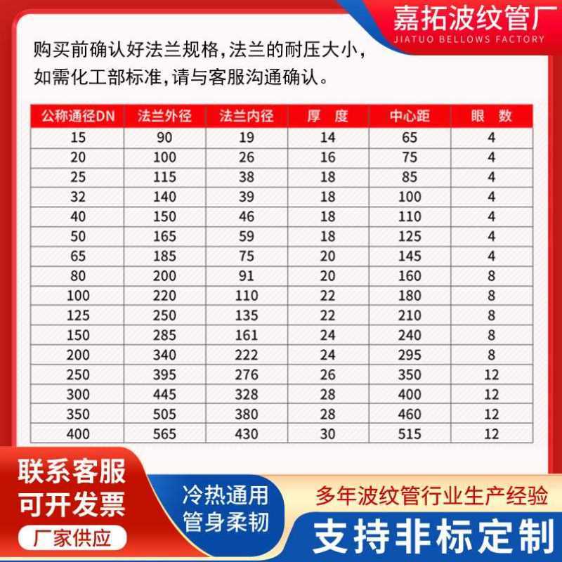 极速新品销304不锈钢补偿器耐A高温波纹管法兰伸缩蓬胀节真空管船