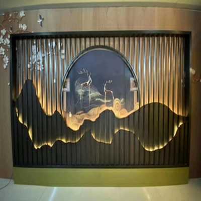 极速新不锈钢假山k屏风别墅庭院景店售楼部镂瑰金铝O雕玫空轻奢隔