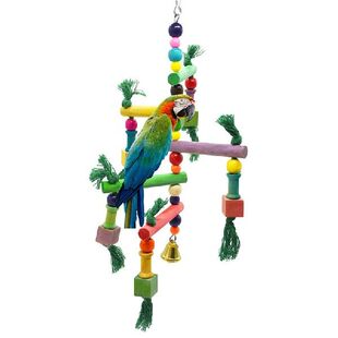 极速Colorful Bird Perch Wooden Bead Tassel Parrot SwinZg Lad