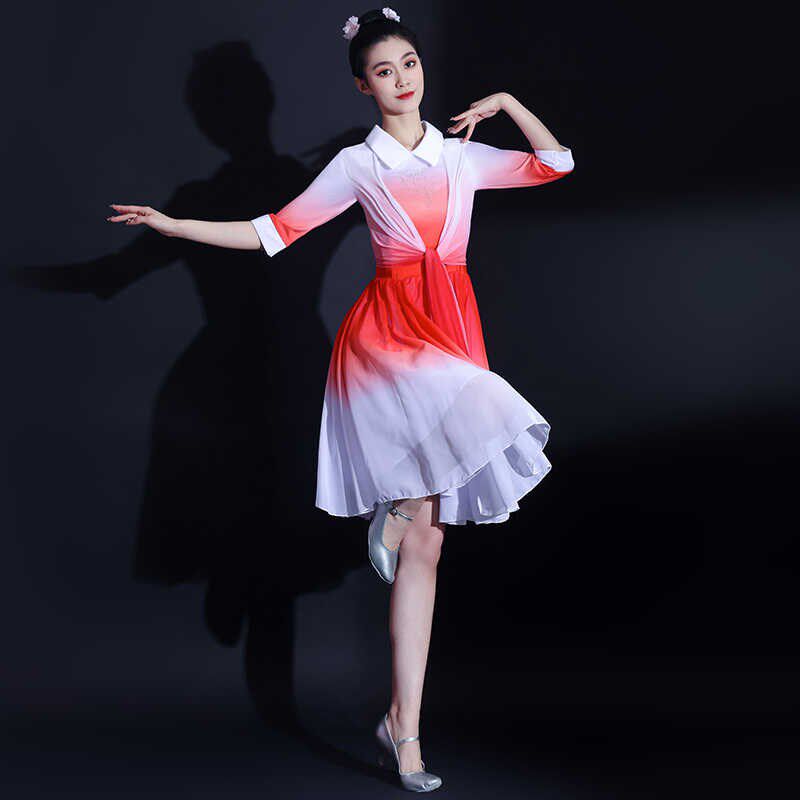 极速现代舞蹈服装青春活力合唱演出服女成人舞台伴U舞广场舞连衣