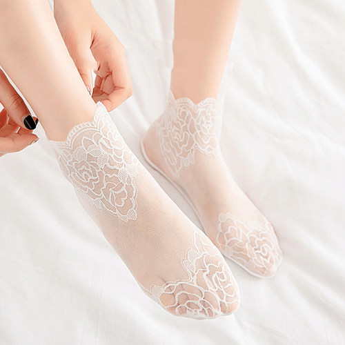 新品Lolita Invisible Lace xSocks Thin Ladies Lace Boat Sock