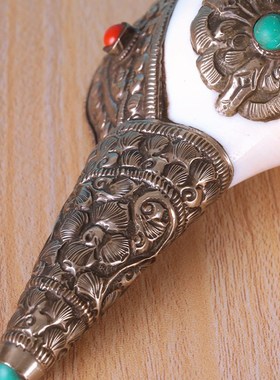 极速尼泊尔白海螺佛家左旋生物右旋天然藏式密宗法器Y家用摆件手