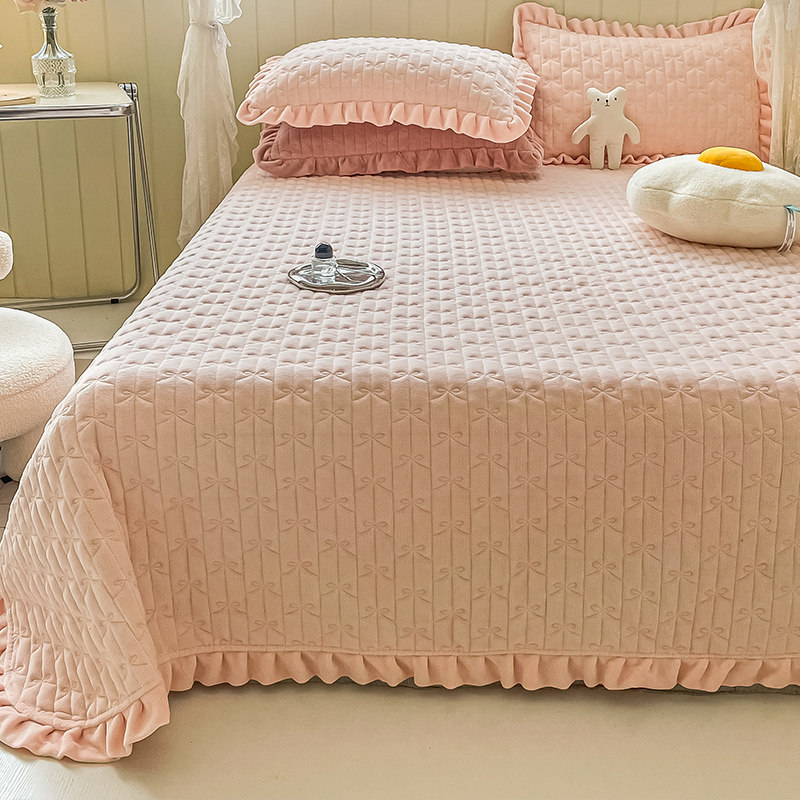 极速冬季加厚牛奶绒夹棉床盖202B2新款珊瑚绒榻榻米床单单件炕盖