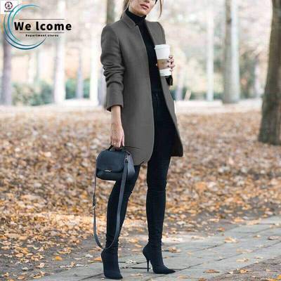 极速Autumnwinter fashion solid color standup collar Xwoolen