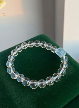 极速GONMCEAN白p水晶手錬女海蓝宝兔子手串清新简约款白色珠子首